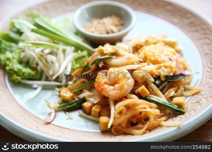 Thai food padthai fried noodle with shrimp