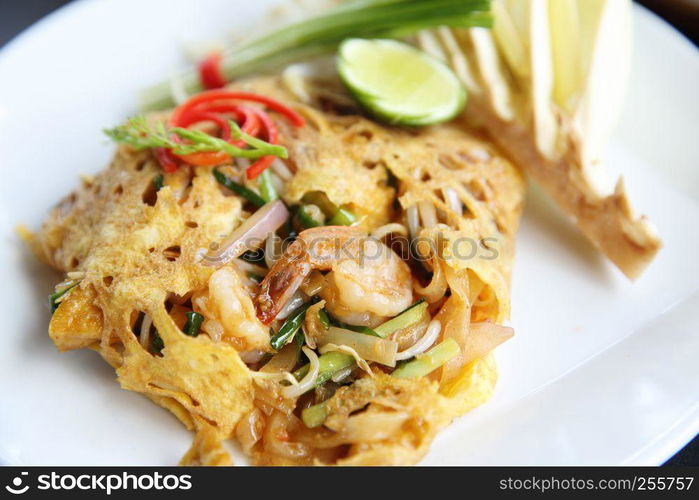 Thai food padthai fried noodle with shrimp