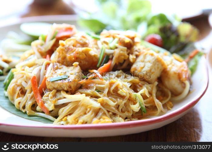 Thai food padthai fried noodle with shrimp