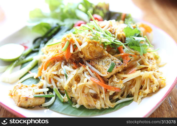 Thai food padthai fried noodle with shrimp