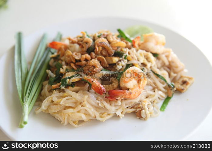 Thai food padthai fried noodle with shrimp