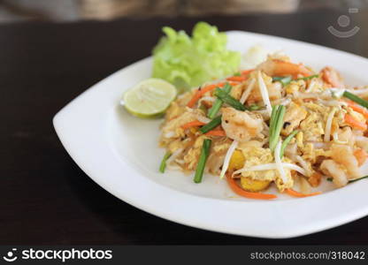 Thai food padthai fried noodle with shrimp