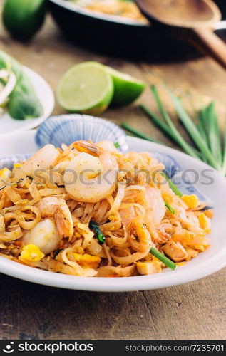 Thai food Padthai hot in pan. Padthai hot in pan.