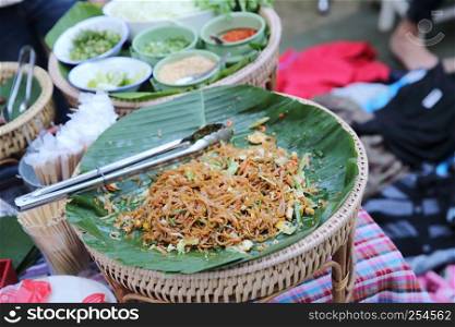 Thai food padthai in market