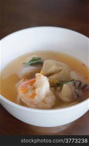 Thai hot and spicy soup seafood with shrimp -