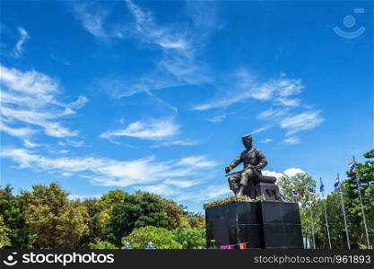 "Thai King "Naresuan" statue monument at Park in Naresuan university landscape in Phitsanulok,Thailand."
