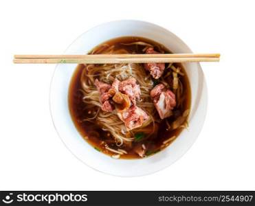 Thai Noodle Soup with Meat with clipping path.