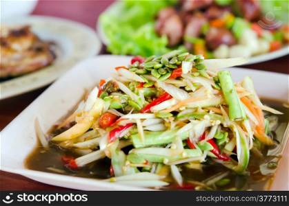 thai papaya salad hot and spicy , favorite Thai food