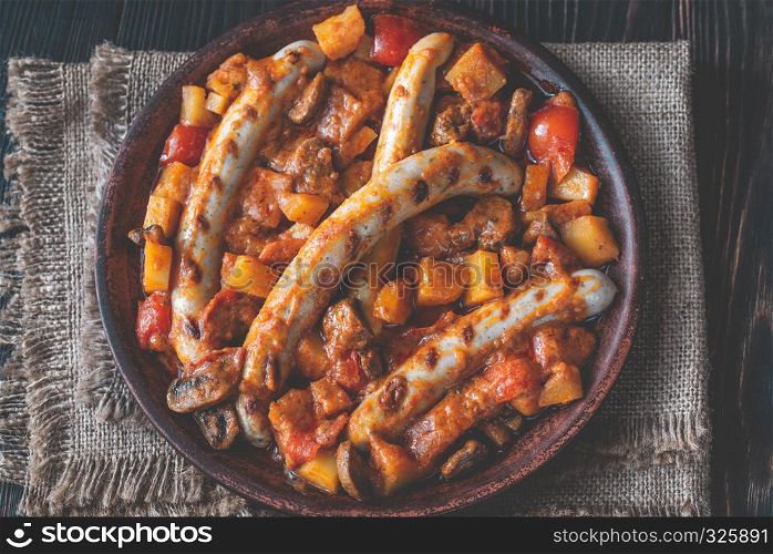 Thai red curry with sausages