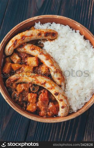 Thai red curry with sausages