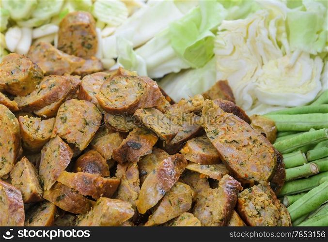 Thai spicy sausage (Sai ua) - Typical food of the northern Thailand