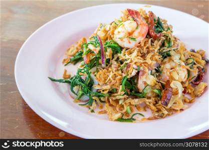 Thai spicy seafood green salad