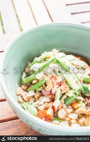 Thai style cucumber spicy salad on the bowl, stock photo