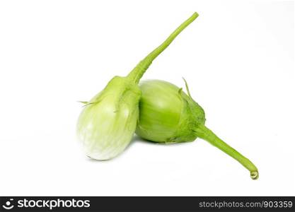 Thai Style, white eggplant on white background, Used as a component of Thai food.