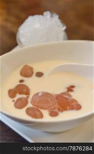 Thai sweet dessert, made with seed of Talipot palm and coconut milk