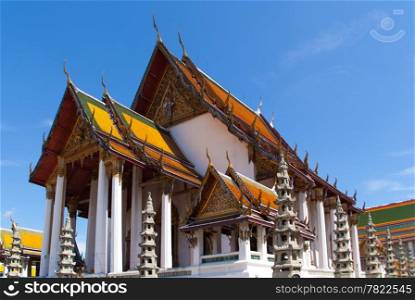 Thai temple art and design elegance. Religious buildings, Thailand.