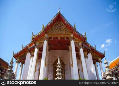 Thai temple art and design elegance. Religious buildings, Thailand.