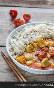 Thai yellow curry with chicken and rice