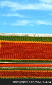 thailand abstract cross colors roof wat palaces in the temple bangkok asia and sky