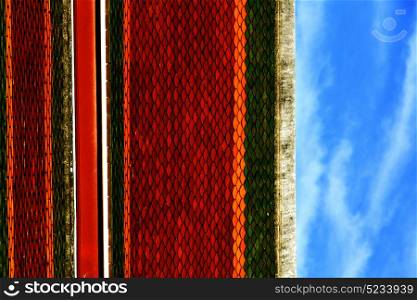 thailand abstract cross colors roof wat palaces in the temple bangkok asia and sky