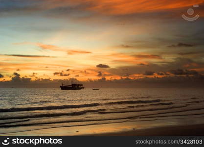 Thailand fishing boat at a beautiful sunset