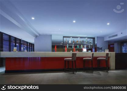 THAILAND - MAY 4: Business counter bar and chair for customer relaxing at Attica sky lounge Eastin Hotel on May 04, 2015 in Bangkok, Thailand