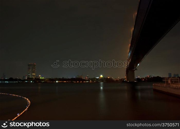 Thailand Rama XIIII Bridge at night