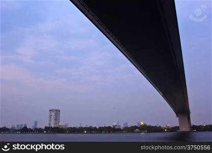 Thailand Rama XIIII Bridge in the evening