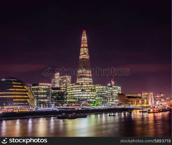 Thames river bank at night