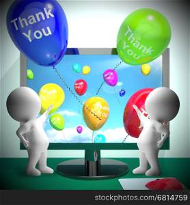 Thank You Balloons From Computer As Online Thanks Message. Thank You Balloons From Computer As Online Thanks Messages 3d Rendering