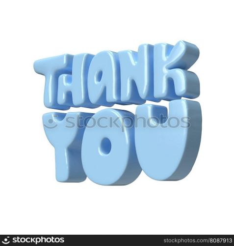 Thank you blue lettering 3d text icon hand drawn, thanksgiving day Cute Illustration isolated on white background with clipping path.. Thank you blue lettering 3d text icon hand drawn, thanksgiving day Cute Illustration isolated on white background with clipping path