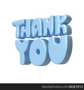 Thank you blue lettering 3d text icon hand drawn, thanksgiving day Cute Illustration isolated on white background with clipping path.. Thank you blue lettering 3d text icon hand drawn, thanksgiving day Cute Illustration isolated on white background with clipping path
