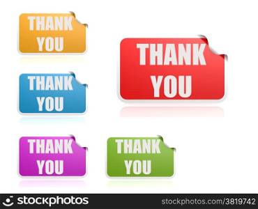 Thank you color label image with hi-res rendered artwork that could be used for any graphic design.. Thank you color label
