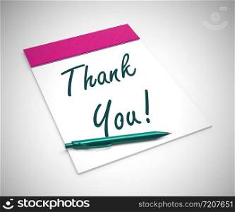 Thank you message means much obliged and with gratitude. Gratefulness and an acknowledgement of help - 3d illustration