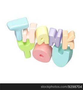 Thank you multicolor lettering 3d text icon hand drawn, thanksgiving day Cute Illustration rendering isolated on white background with clipping path.. Thank you multicolor lettering 3d text icon hand drawn, thanksgiving day Cute Illustration rendering isolated on white background with clipping path