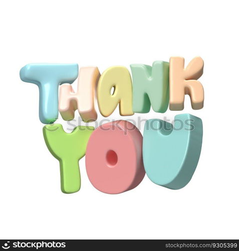 Thank you multicolor lettering 3d text icon hand drawn, thanksgiving day Cute Illustration rendering isolated on white background with clipping path.. Thank you multicolor lettering 3d text icon hand drawn, thanksgiving day Cute Illustration rendering isolated on white background with clipping path