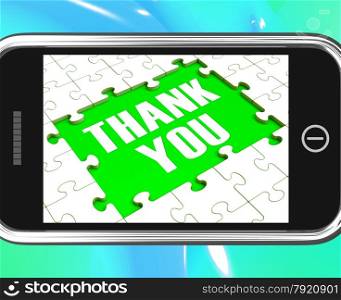 . Thank You On Smartphone Shows Gratitude Texts And Appreciation
