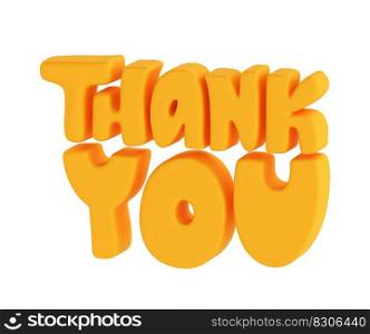 Thank you orange lettering 3d text icon hand drawn, thanksgiving day Cute Illustration isolated on white background with clipping path.. Thank you orange lettering 3d text icon hand drawn, thanksgiving day Cute Illustration isolated on white background with clipping path