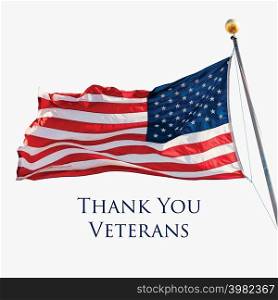 Thank You Veterans holiday banner with American Flag. Vector illustration. Thank You Veterans holiday banner with American Flag.
