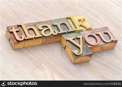thank you word abstract in letterpress wood type printing blocks