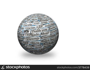 Thank You Word Cloud on 3d sphere