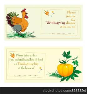 Thanksgiving day/dinner invitations against white background