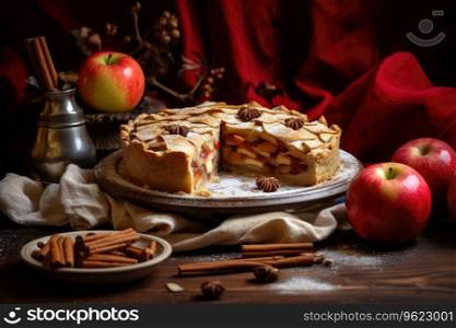 Thanksgiving dessert apple pie, close up.. Thanksgiving dessert apple pie, close up