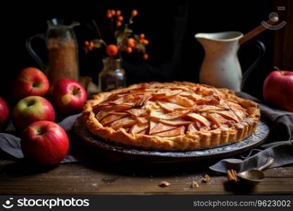 Thanksgiving dessert apple pie, close up.. Thanksgiving dessert apple pie, close up