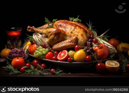 Thanksgiving turkey with vegetables.