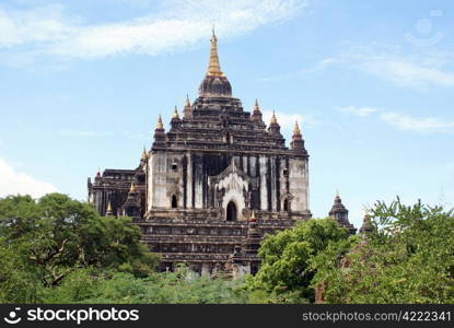 Thatbyinnyu Phaya and trees in Old Bagan, Mynmar, Burma