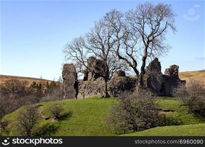 The 12th century ruins of Pendragon Castle in Wensleydale in the Yorkshire Dales National Park in northeast England.. Pendragon Castle - Yorkshire Dales - England