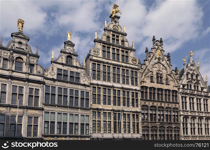 The 16th century Guildhouses at the Grote Markt in the city of Antwerp in Belgium.