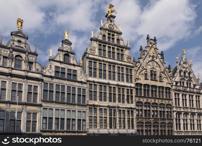 The 16th century Guildhouses at the Grote Markt in the city of Antwerp in Belgium.