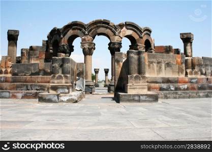 The 7th century Zvartnots Cathedral ruins in Armenia, UNESCO World Heritage Site.
